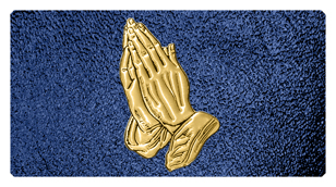 535 DSC700-516-GD-SH-BL Gold Praying Hands Shimmer Blue